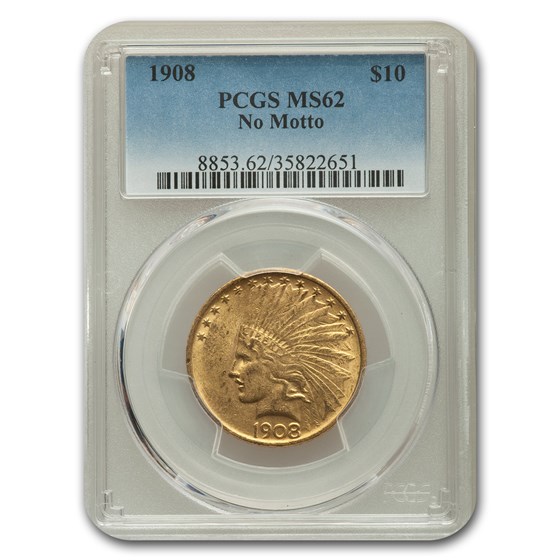 1908 $10 Indian Gold Eagle MS-62 PCGS (No Motto) 1908 $10 Indian Gold Eagle MS-62 PCGS (No Motto)